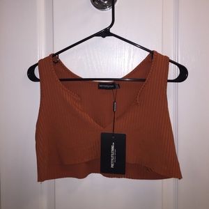 NWT PLT Low V Crop Tank- Orange
